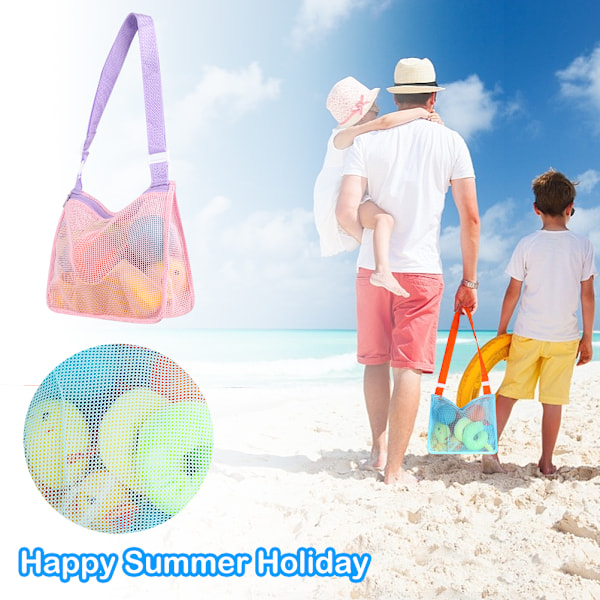 Barne Mesh Bag Strand Shell Collection Bag Sand Toy Oppbevaring Mesh Bag for Boys Girls Svømmetilbehør