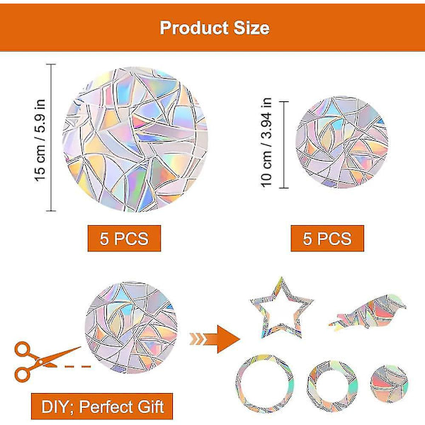 Rainbow Prism Anti-Collision Window Stickers Set med 10 st