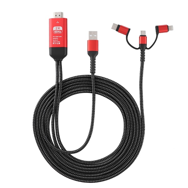 3 in 1 Micro USB/ iOS TypE C - HDMI HD 4K Video HDTV -muuntimen sovitinkaapeli