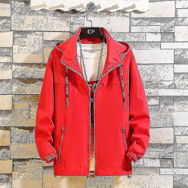 Herre Plus Size Tynn Vindjakke Hette Bomber Jakke for Vår og Høst Streetwear XXXL FARGE Grå