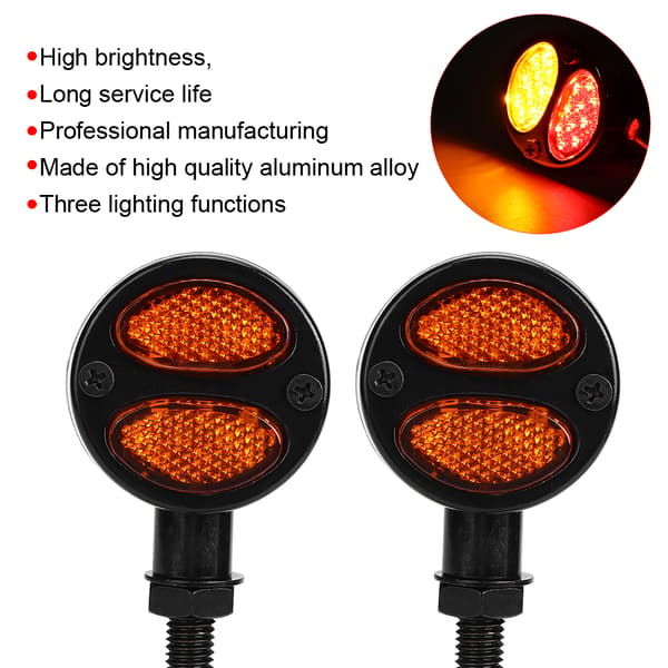 Motorcykel LED Blinklys Bremselygte Metalskal Blinker Blinklys 12V 4 Ledninger Sort