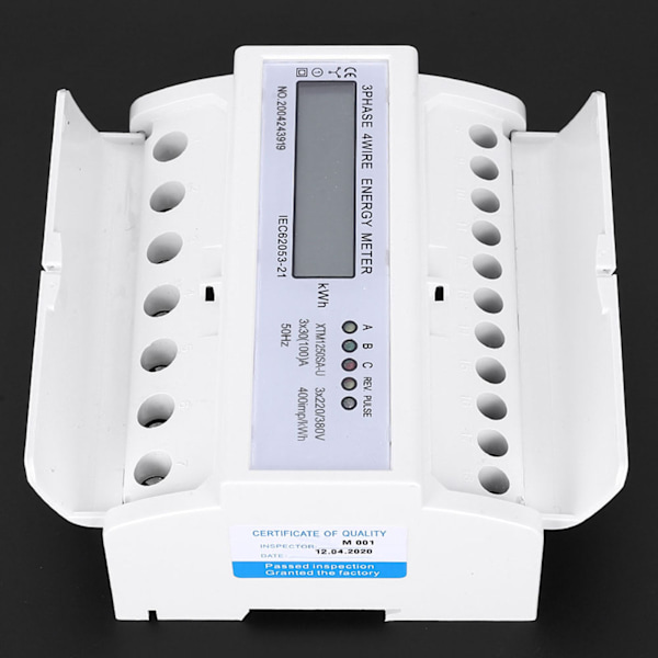 Digital 3-faset 4-leder 7P skinne elektrisk måler elektronisk kilowatt-time måler (30(100)A)-hvid-1 stk.