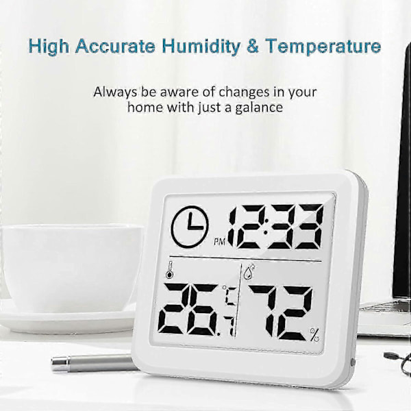 Indendørs Termometer Hygrometer Digital LCD C/F Temperatur Fugtighedsmåler Vækkeur -10-70C_SZXM