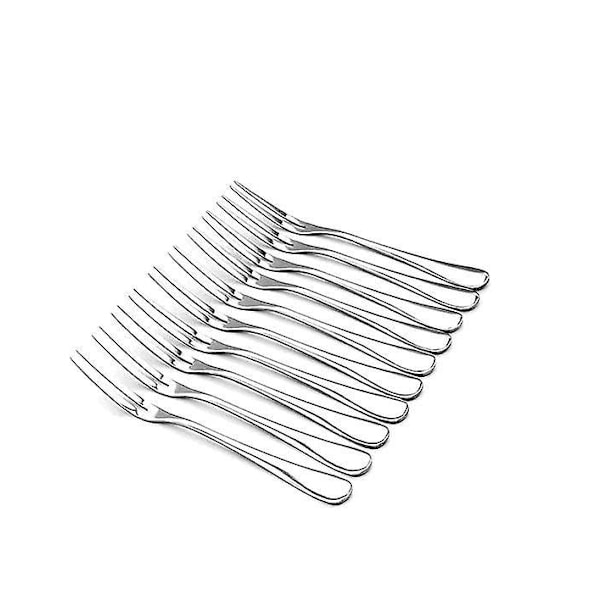 Rustfrit Stål Krebsgafler, 2-Tandet Smags-Forrettergafler, Bærbare Cocktail Salat Frugtgafler til Fest Rejser (10 stk)