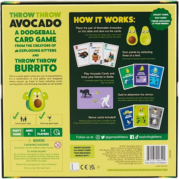 Exploding Kittens Avocado Throwing TTA-CORE-1 Brädspel, Flerfärgad, 7 år+