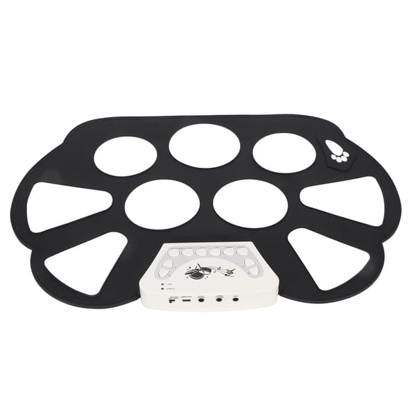 Sammenrullbar trommepad 9 Pads Sammenleggbart elektronisk trommesett 2 Fotpedaler for barn Barn W758