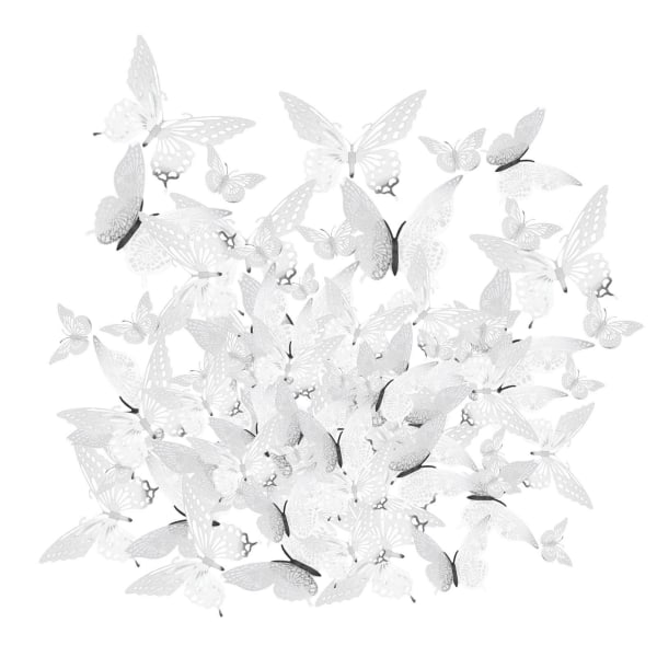72 kpl perhos tarra 12cm 10cm 8cm DIY ontto muotoilu elävä elegantti helppo puhdistus 3D seinätarrat koristeluun hopea