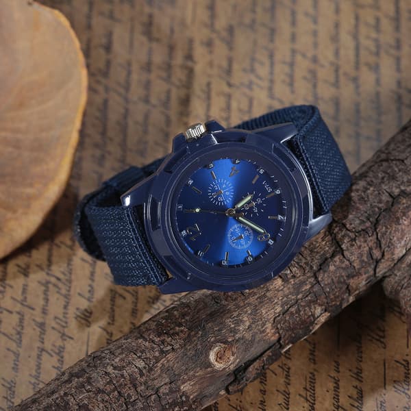 Elektronisk Analog Armbandsur Rund Nylonrem Militär Armbandsur (Blå)