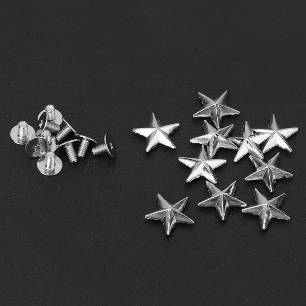 10 stk Metal Star Stud Nagle Spike Skrue for Leathercraft Vesker Sko DIY dekorasjon (14mm sølv)