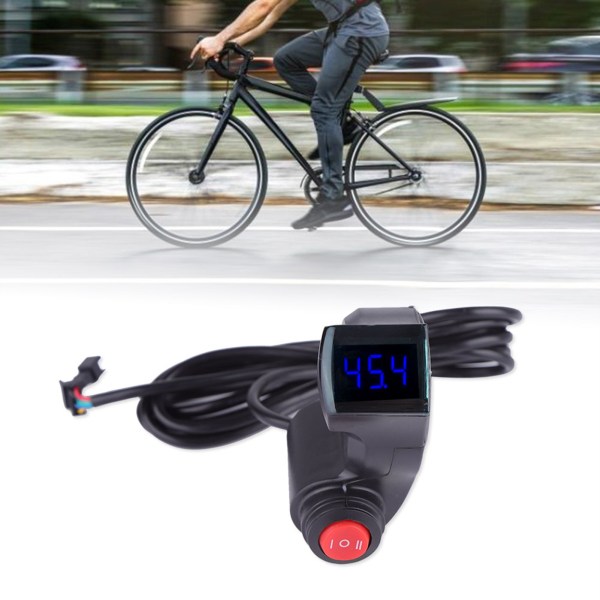 Tommelfingervoltmeter med LCD digitalt batterispændingsdisplay og 3 hastighedskontakt til cykelcykel