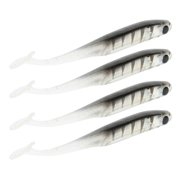 4st TPR 100MM Artificiell Mjuk Simulering Fiskedrag Bete Paddel T Svans Tillbehör8# print svart
