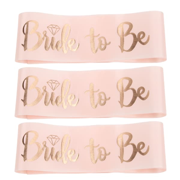 3 st \"Bride to Be\"-skärp Elegant guldtext Premium polyester Glansig delikat textur Slitstarkt brudskärp