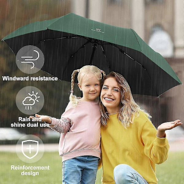 Automatisk UV-paraply, regn- og foldeparaply, lavet af vinyl, plastik og jern