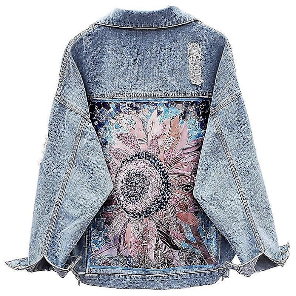 Boho Fashion Women's Winter Jacket with Floral Embroidery xl