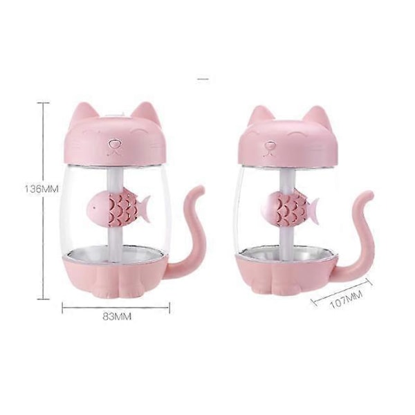 Violte Luftfugter 3 i 1 350ML USB Kat Luftfugter Cool-Mist Dejlig Mini Luftfugter Mini USB Ventilator til Skrivebord Mini Luftfugter