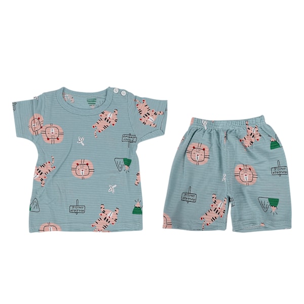 2-delars baby shorts och t-shirt set för spädbarn, andningsbar kortärmad sommarkläder, djungeldjur 140 cm