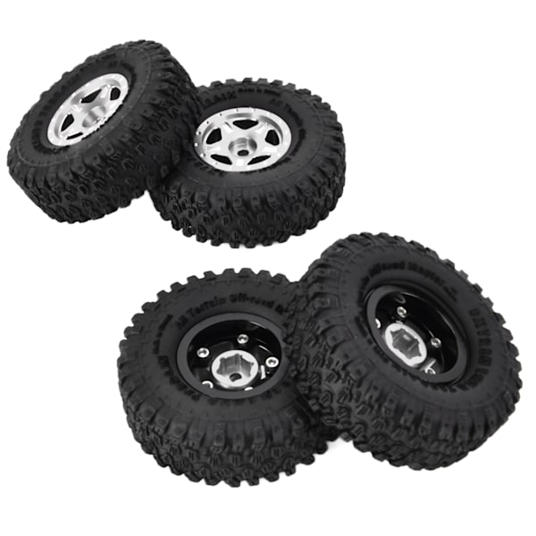 4 st 1 tum gummidäck aluminiumfälgar passar för Axial SCX24 90081 AXI00001 AXI00002 1/24 Crawler CarTitanium Färg
