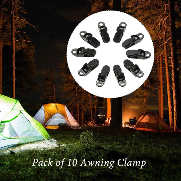 10 stk Clip Markise Clamp Tarp Clips Snap Hangers Telt Camping Survival Stram Værktøj Telt tilbehør