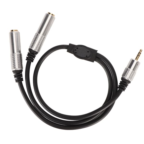 3,5 mm til dobbelt 6,35 mm kabel han til dobbelt hun Plug and Play Y-splitterkabel til mikrofonhøjttaler 0,5 m