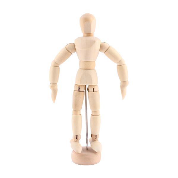 Konstklass Träfigur manlig docka skyltdocka trä rörlig modell display hantverk 5,5 tum