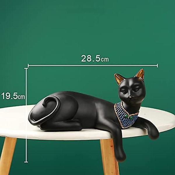 1 stk. Farao Kat Statue Skulptur Lykkekat Ornament Hjem Stue Dekoration Resin Håndværk Gave, Sort