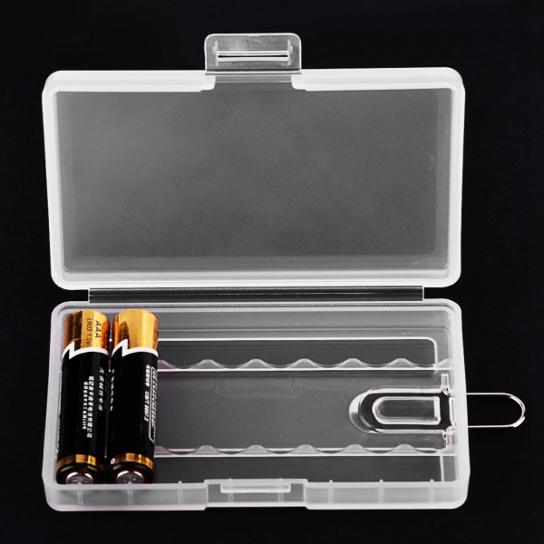 5 ST Bärbar hård PP genomskinlig case förvaringsbox för 8 x AAA-batterier med krok
