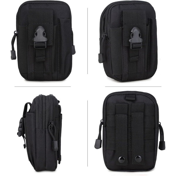 Molle Tactical Utility bältesväska för vandring, resor och utomhussporter - Svart