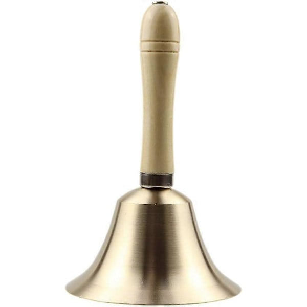 Håndklokke Ekstra Høy Solid Messing Ringeklokke Håndklokker med Trehåndtak Jul (8cm)