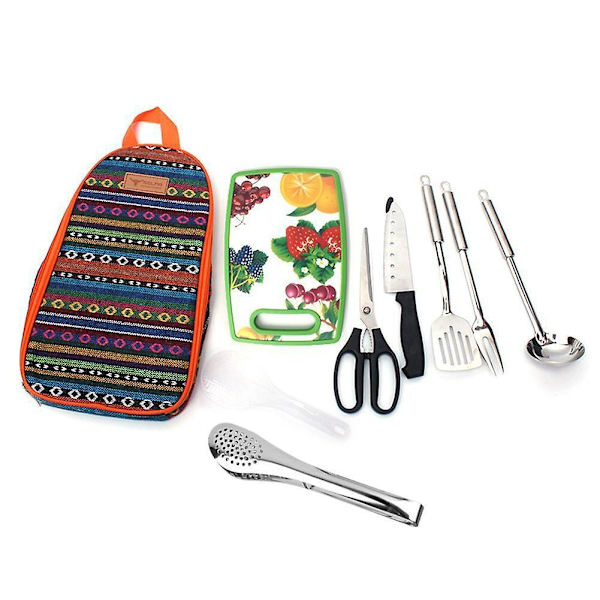 Camp Kitchen Matlagningsredskapsset Researrangör Grilltillbehör Portabel Kompakt Utrustning för Backpacking BBQ Camping Vandring Reseköksset Vatten