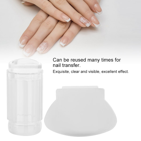 Transparent silikon nagellack tätningshuvud stämpel skrapa nagelkonstverktyg (transparent vit)