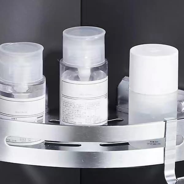 Stansfri Duschförvaringshylla Aluminiumlegering Badrumshörnhyllor för Hem Triangulär Silver