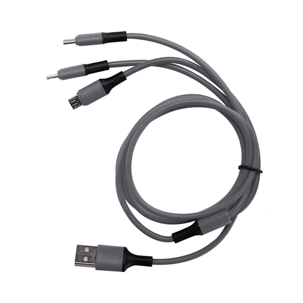 3 in 1 nestemäinen silikoni moni USB nopea latauskaapeli IOS/Type C/Micro USB porteille Harmaa