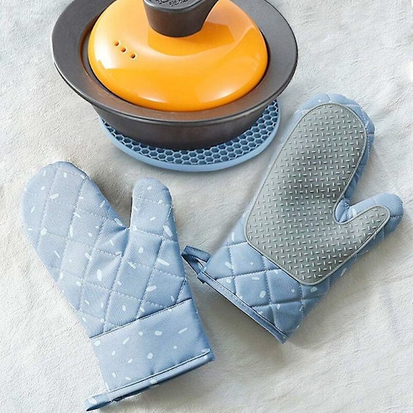 Ugnsvantar, Värmebeständiga Ugnsvantar och Grytlappar Set, Halkfri Silikondesign, Lämplig för Matlagning, Bakning, Grillning