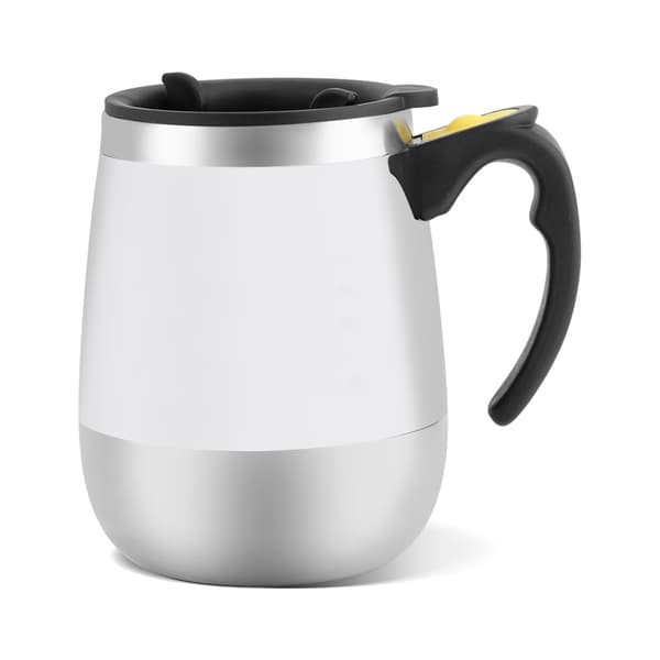Elektrisk Självrörande Mugg i Rostfritt Stål Magnetisk Kaffekopp Vit
