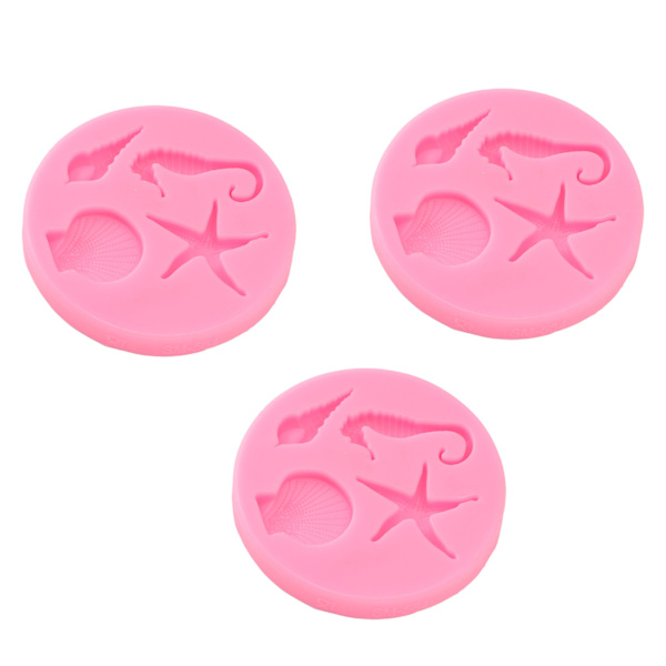 3 stk. Marine Tema Silikoneform DIY Multipurpose Fødevarekvalitet Fondant Silikoneform til Kagebutik
