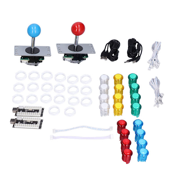 QM070906 To-spiller version Arcade Game DIY Kit LED-knap 8-vejs joystick til Windows Arcade-spil