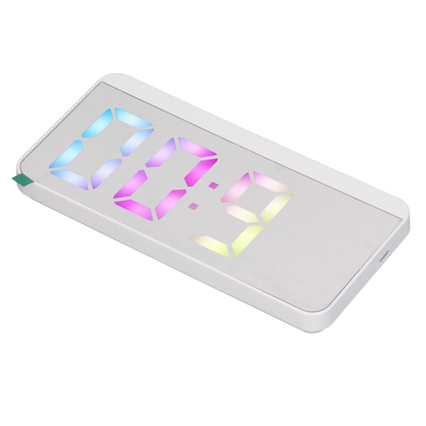 Vit digital väckarklocka med LED-spegelskärm, modern elektronisk väckarklocka med stor skärm för hem, sovrum och kontor