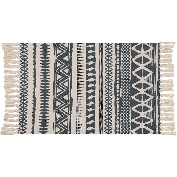 Boho-tyylinen puuvillamatto hapsuilla, käsinkudottu konepestävä marokkolainen keittiömatto, sisustus