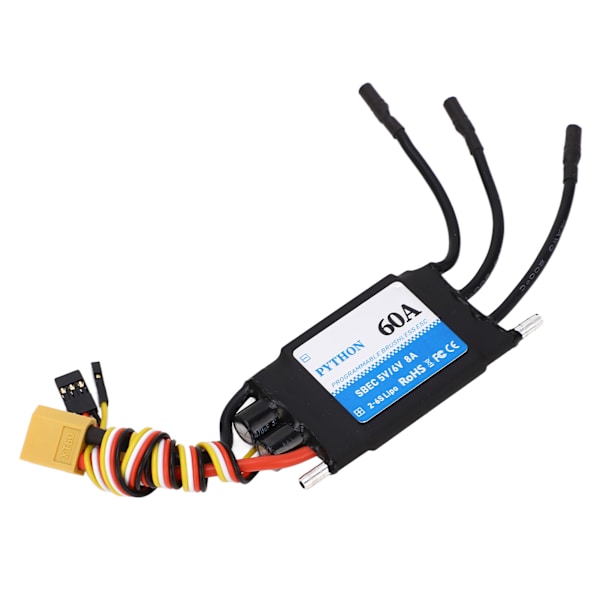 RC elektrisk fartskontroller 60A vanntett ESC for RC båt RC skipsmodell 5V 6V 8A svart