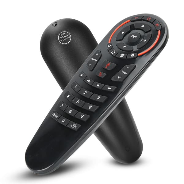 USB 2.4G trådløs Air Fly Mouse bevegelsessensor smart stemmefjernkontroll svart