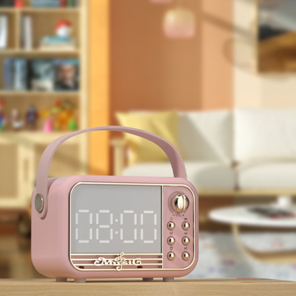 Retro bärbar Bluetooth-högtalare trådlös mini Bluetooth-högtalare klassisk retro musikspelare ljudstereo rosa