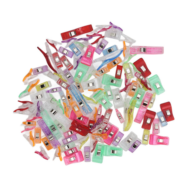 120 stk. Quilteclips i forskellige farver - Gennemsigtige syclips med 10 store clips, 20 økseclips, 30 næbclip og 60 små clips