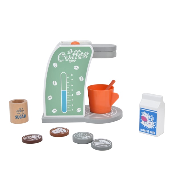 Coffee Maker Toy Wooden Mini Silmulation Pretend Coffee Maker Toy Playset for Kids Birthday Gift