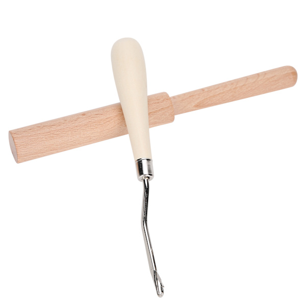 Buet hæklenål værktøj DIY håndlavet tæppe hæklenål træ tråd cutter sæt