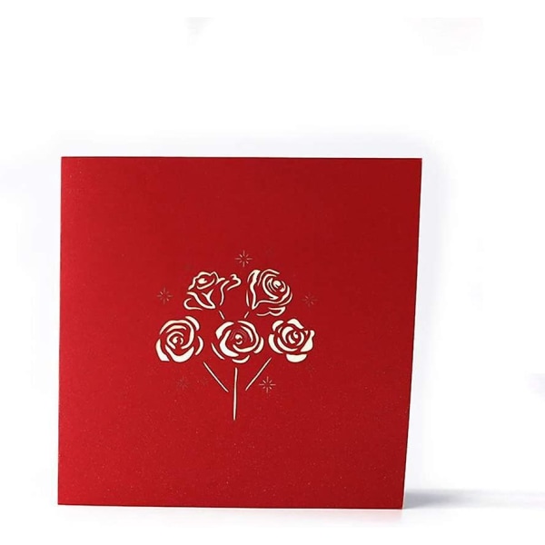 Alla hjärtans dag Lovers 3D Pop Up gratulationskort (rosbukett)