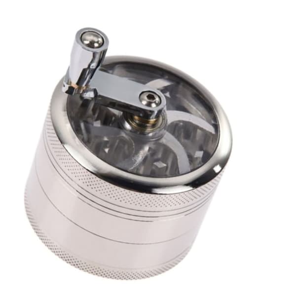 Mini 40 mm 4-lags håndkverner i sinklegering med håndtak sølv
