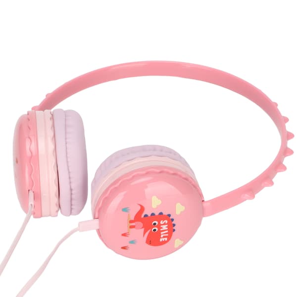 Kablet hodetelefon for barn 3,5 mm jack stereo justerbart hodebånd Søt barn dinosaur headset for PC-nettbrett Rosa