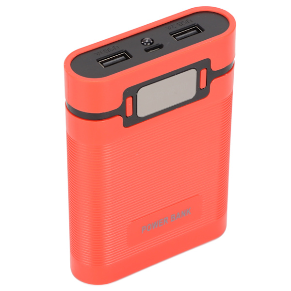 DIY Mobil 18650 Batteriladdare Powerbank 4 Batterier Kapacitetsbox Mikroingång 2-vägsladdning med LCD-display Röd