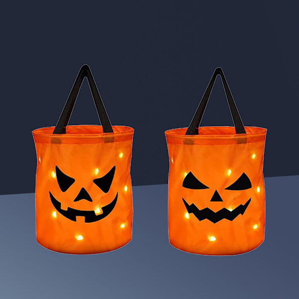 2 stk LED Halloween godteriposer 12 tommer høye 10 tommer brede gresskar stil batteridrevne Halloween festposer for fest
