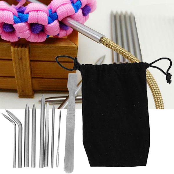 9st rostfritt stål paraplyrep nålar Armband stickning set DIY-tillbehör